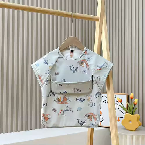 Cute Baby Bibs Toddler Baberos Bavoir Waterproof Short Sleeve Apron Cartoon Animals Children Feeding Smock Bib Baby Stuff 0-6Y - Image 10