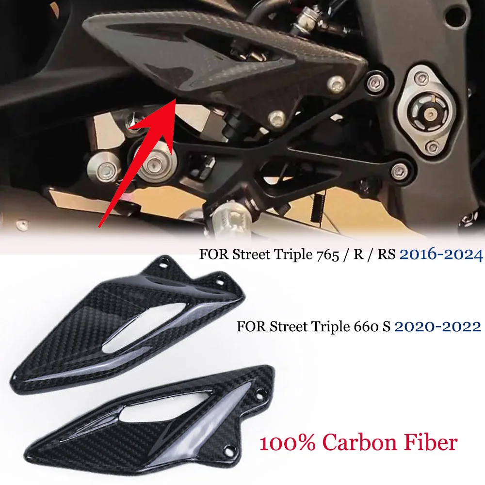 

Motorcycle Foot Pegs Fairing For Triumph Street Triple 765R 765 R 765RS 765 RS 2016-2024 S660 Carbon Fiber Heel Guard Plates