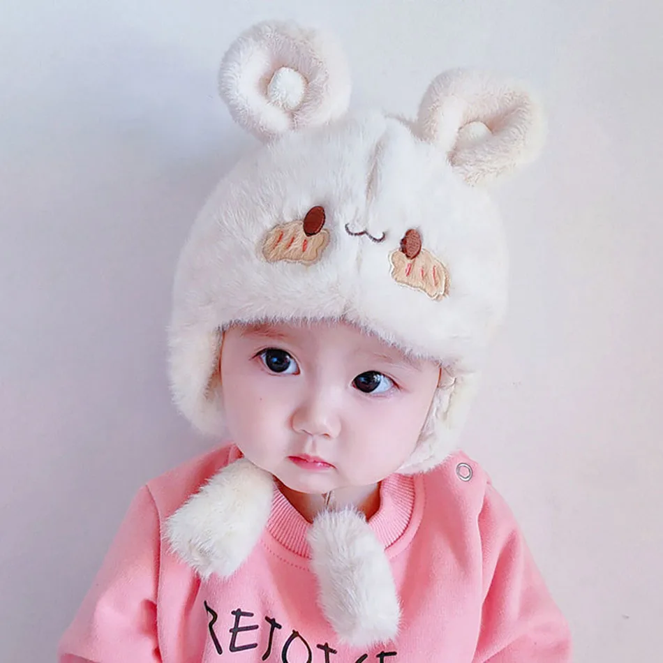 Cute and Comfy Plush Infant Winter Hat Warm Toddler Beanie Ear Flaps Cold Weather Protection Hats Kids Birthday Gift Hats