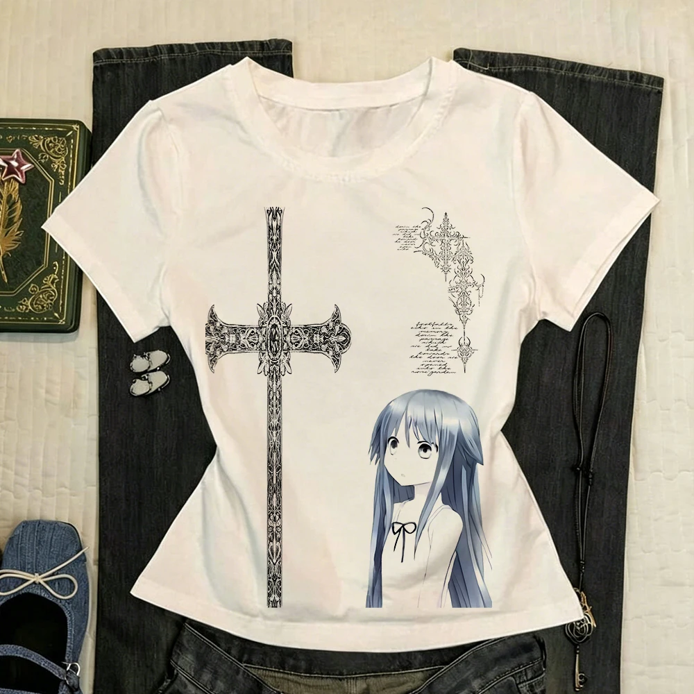 Women's T-shirt, women's T-shirt, K-pop T-shirt, Y2K style clothing, women's aesthetic clothing, Gothic star women's Y2K top, Go