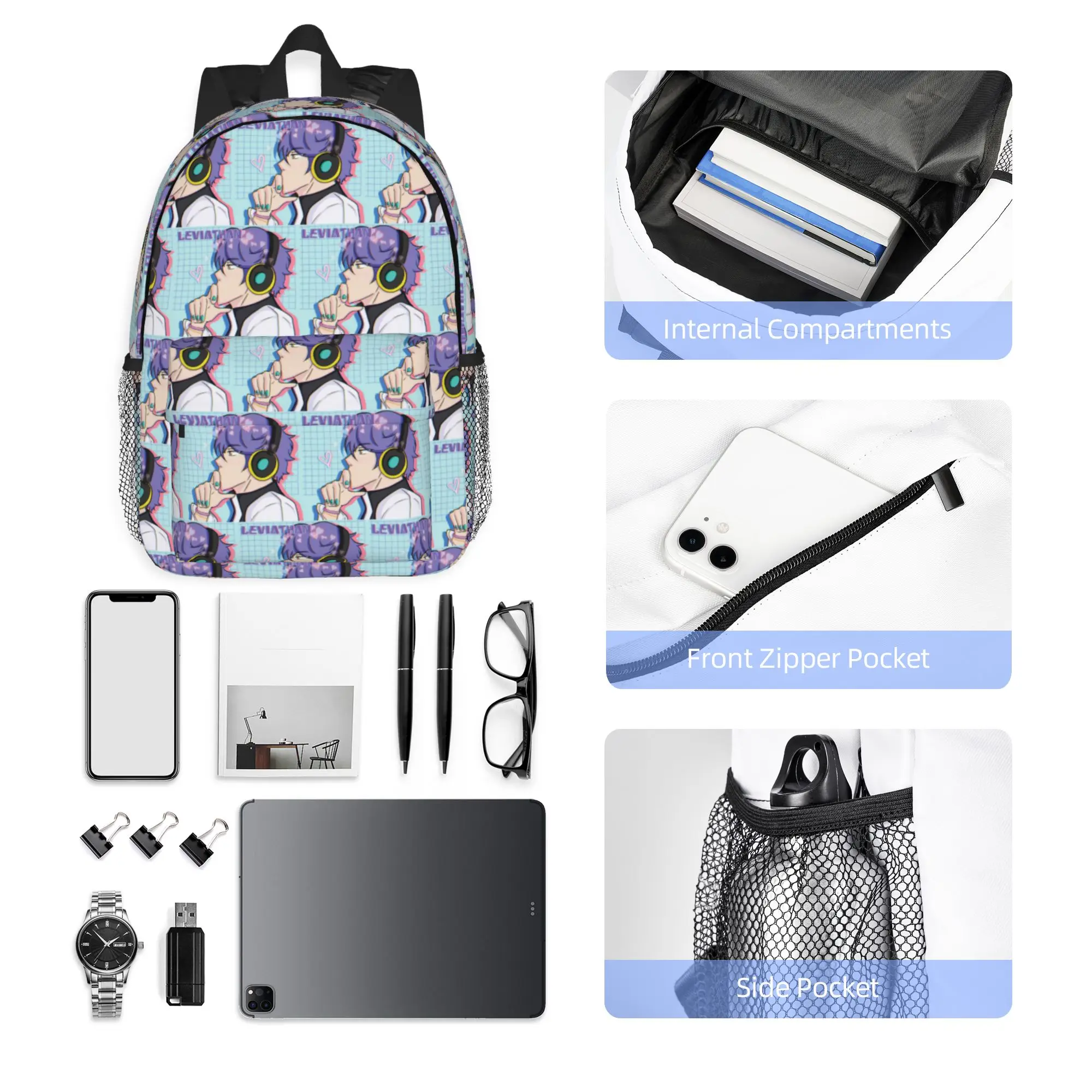 Leviathan from Obey Me Backpack Hot Sale Daypack Large Capacity Boys Girls BookBag Shoulder Bags for Men Women School Bag