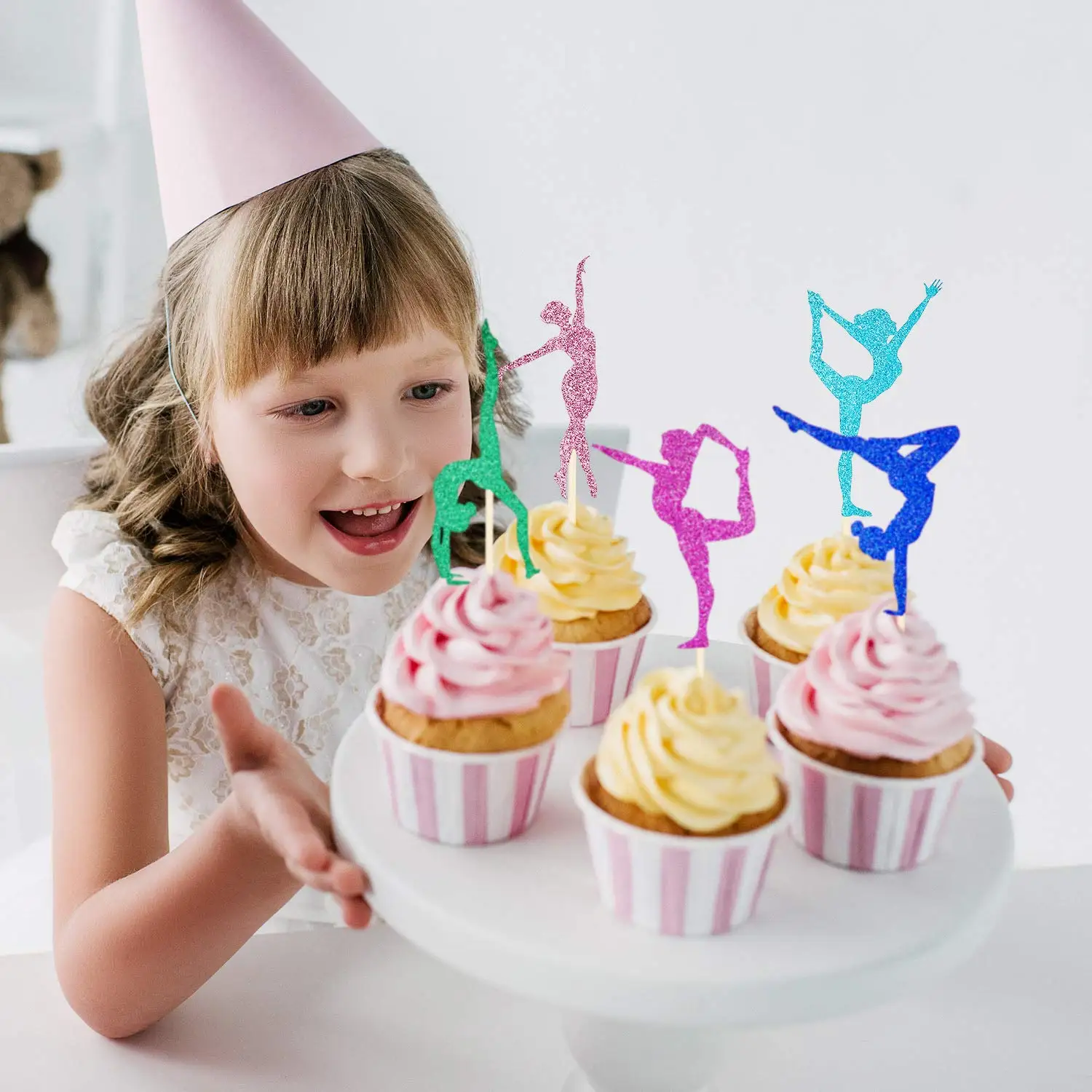 16/24Pcs Gymnastik Kuchen Topper Gymnastik Party Favors Turnerin Mädchen Cupcake Topper Gym Themen Geburtstag Kuchen Dekoration Lieferungen – Detail 4