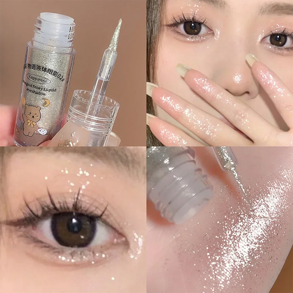 Waterproof Sequins Diamond Liquid Eye Shadow Eyeliner Pen Shimmer Silver Rose Glitter Eyeshadow Lying Silkworm Eye Makeup Tools