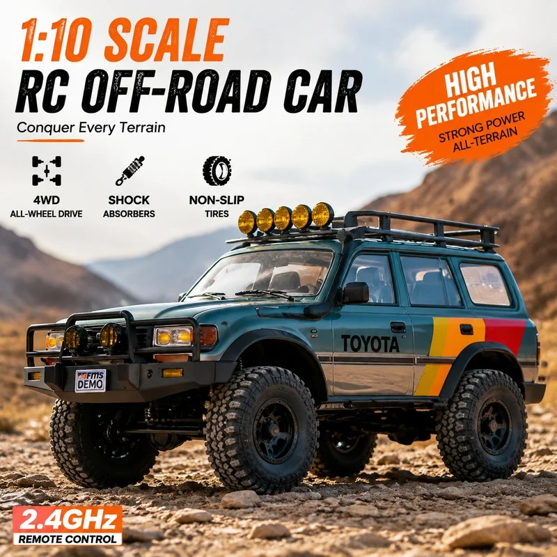 1/10 Fms Fcx10 Lc80 Rc Tracked 4x4 Off-Road Land Cruiser Authorized Rc Model Car Rtr Enthusiasts Love Remote-Controlled Cars