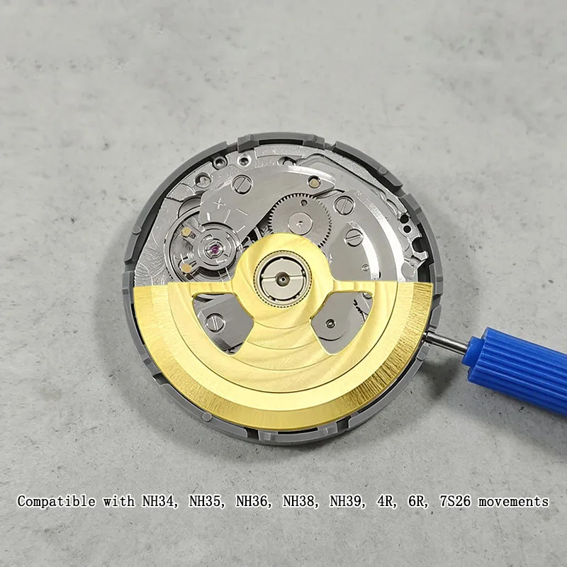 Geneva Wave Automatic Rotor, Compatible with NH34, NH35, NH36, NH38, NH39, 4R, 6R Movements, Mechanical Watch Mod Rotor