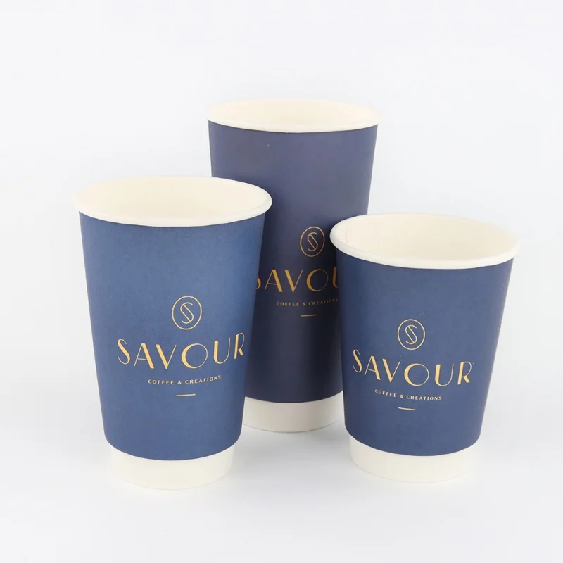 Customized productDisposable Colorful Custom Logo Printed Pe Coated Kraft Hot Drink Double Wall Paper Coffee Cups For