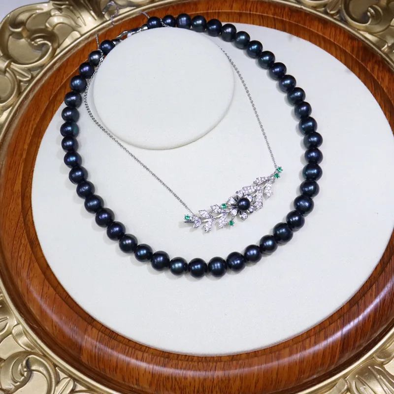 New 5Color Autumn and winter new freshwater pearl necklace 9-10mm near-round  a versatile necklace