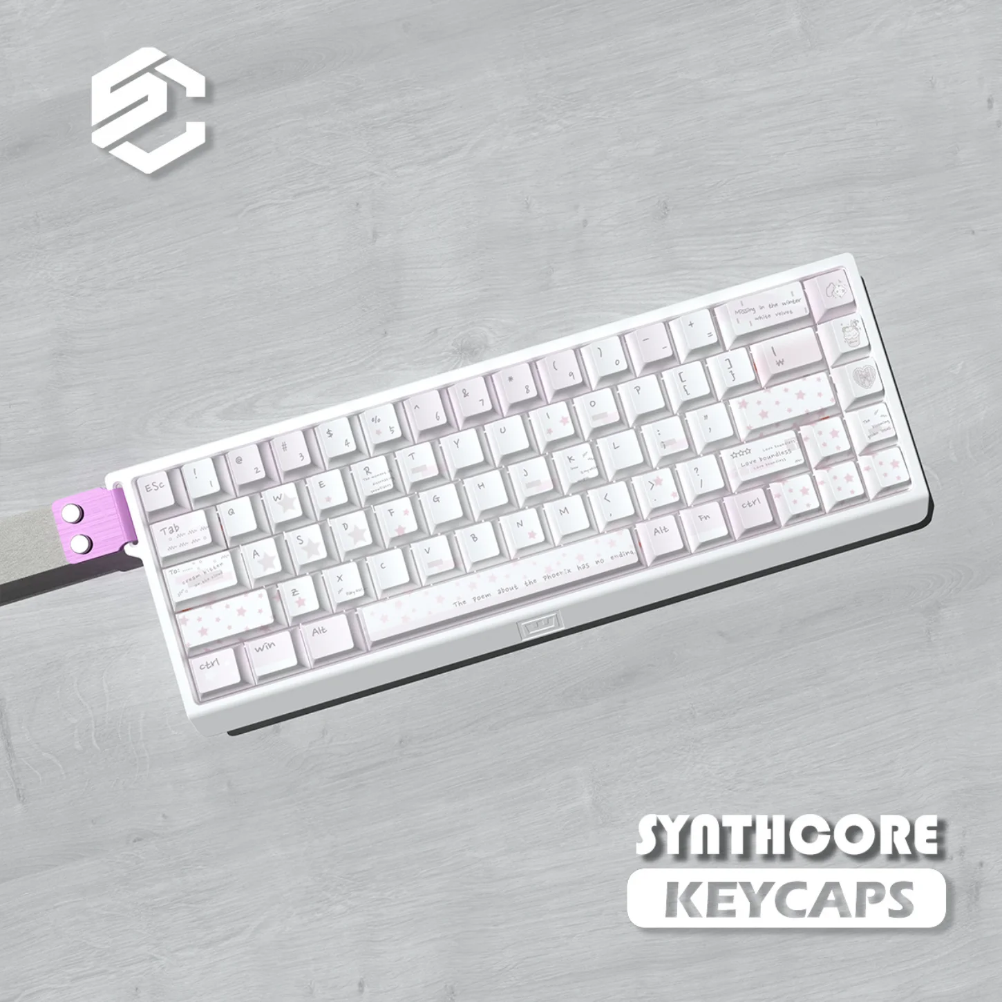Girl Keycap Set PBT Cherry Light Pink with 7U Space Suitable for 61/64/68/78/84/87/96/98/104/108 Mechanical Keyboard
