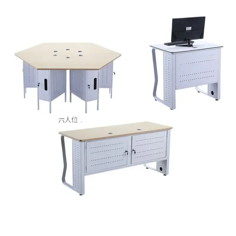 School computer room training room tables and chairs pentagonal hexagonal computer table hexagonal recording classroom table