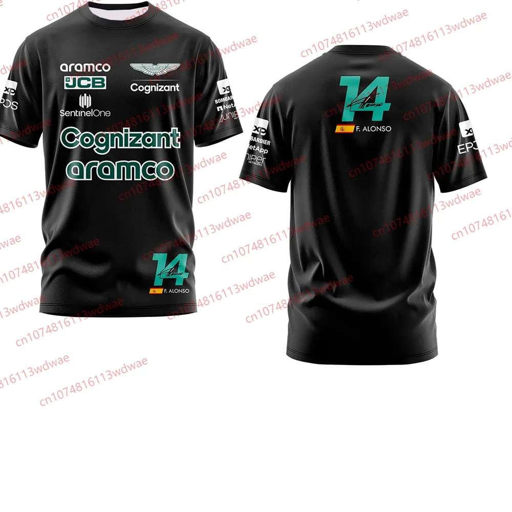 

Aston Martin Racing 3D Print T-Shirt Aramco Team Jersey Spanish Racers Fernando Alonso 14 Jersey Classic Fans T-Shirt