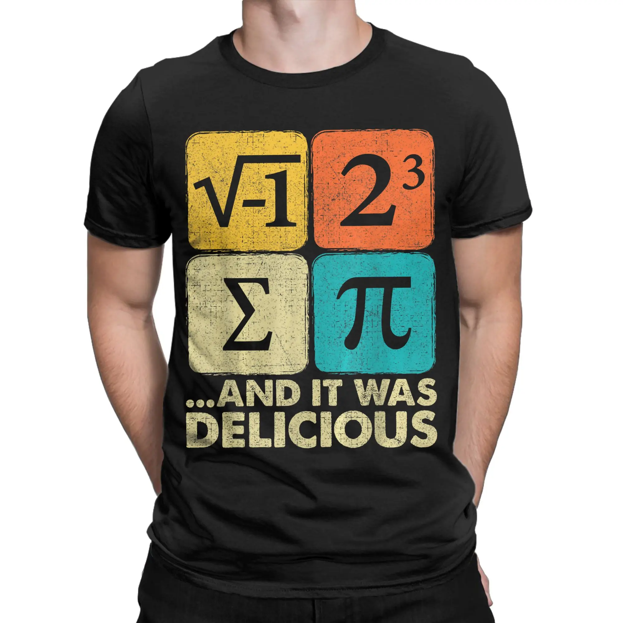 Men Women's T-Shirt I Ate Some Pie and It was Delicious Funny Pi Day Math Awesome 100% Cotton Tees T Shirts Clothing Gift Idea