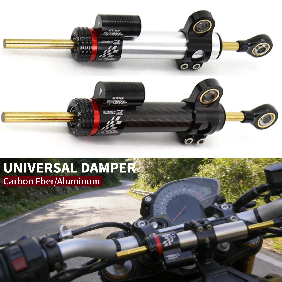 

Универсальный регулируемый демпфер-стабилизатор руля из карбона для мотоциклов Kawasaki Z750 Z800 Z900 Z1000 ER6N ZX-6R, для BMW