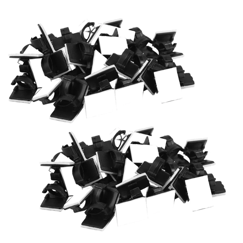 

100 Pcs. Self Adhesive Cable Clamp Plastic Rectangular Cable Clips Cable Tie Quick Bind Cable Wire Management Holder