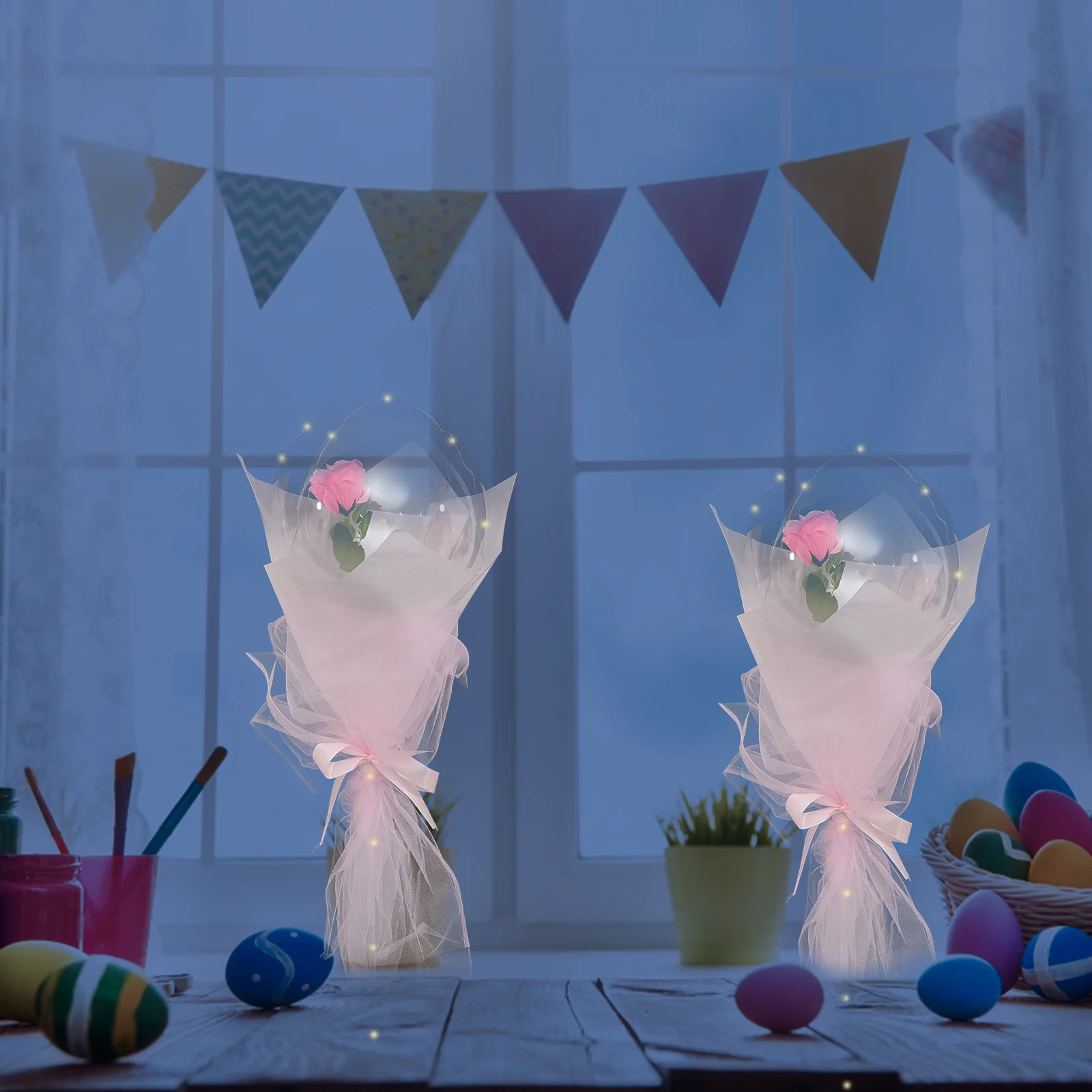 

3Pcs Light Up Balloon Clear Luminous Ball Rod Festival Balloons Decorative Birthday Wedding Concert Night Market