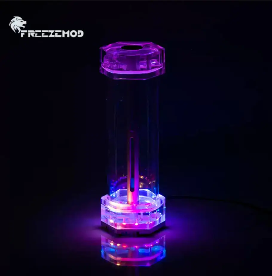 FREEZEMOD 165/215/265mm Computer Water Cooler Hexagonal Transparent Acrylic Water Tank 5V Symphony RGB Lighting Effect / RB-LBX