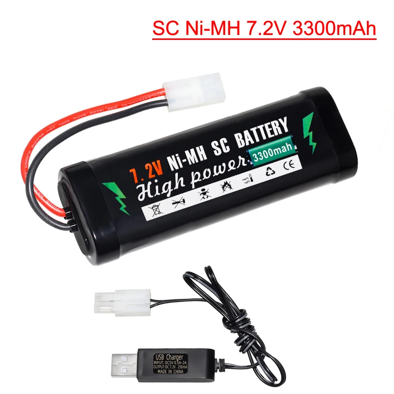 7.2V 3300mAh Ni-MH Battery Pack Tamiya Plug With USB cable High Capacity SC*6 Cells for RC Car Toys Battery for RC Racing Cars