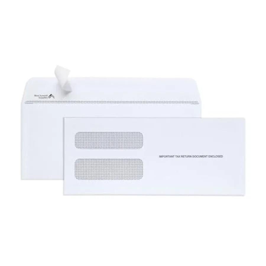 

500 1099 NEC Tax Form Envelopes Fits 3 Part 1099 NEC 2025 Forms 3 13/16'' x 8 7/8'' Peel and Seal Envelopes for Tax Forms