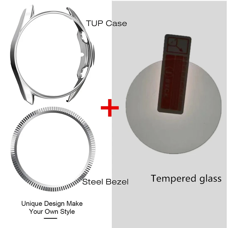 3pcs For Samsung Galaxy Watch 3 5 Pro 45mm 41mm Bezel Ring+Case+Tempered Glass Screen Protector Galaxy Watch 4 Classic 46mm 42mm