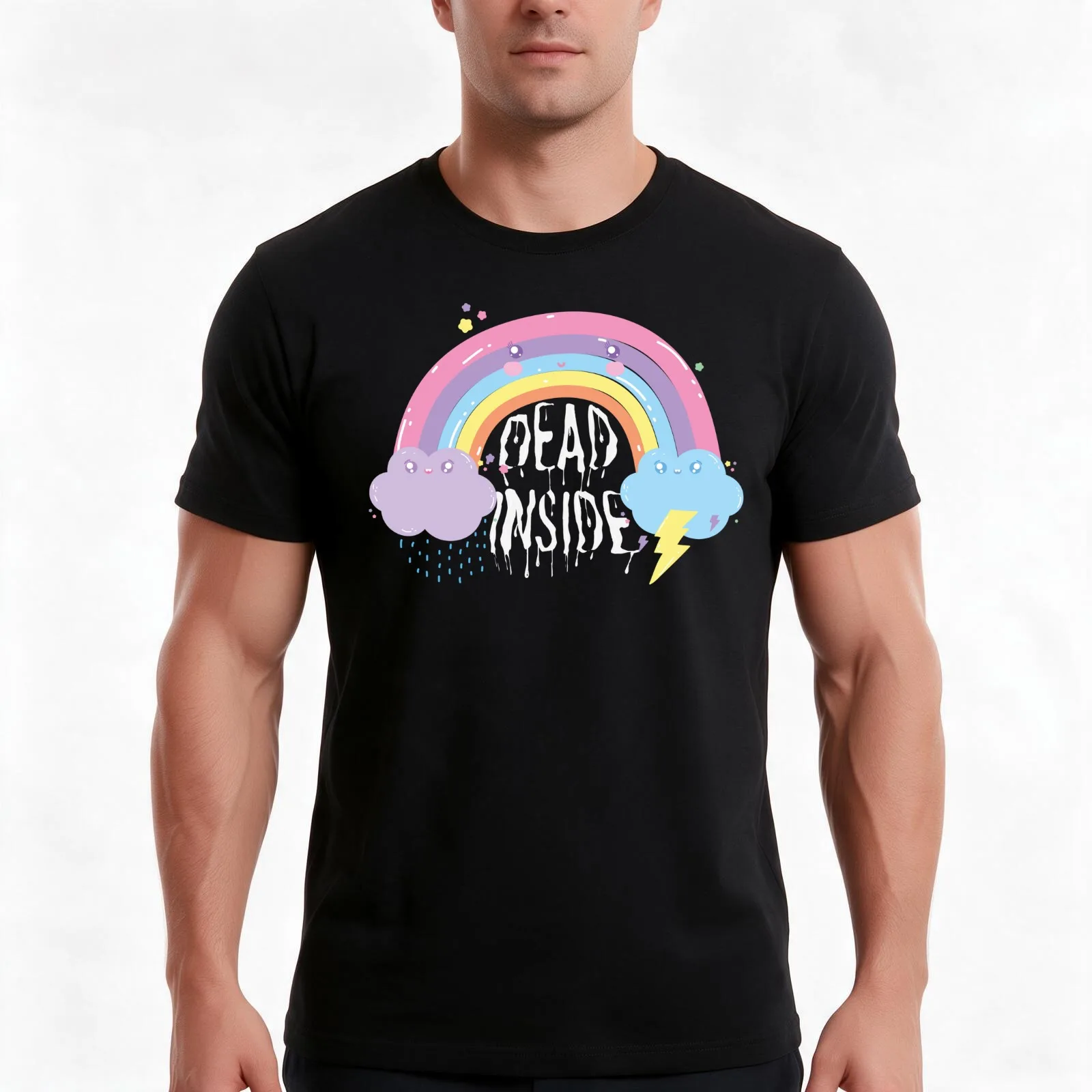 Dead Inside T-Shirt, Summer Casual Cotton Tee, Oversized Streetwear Tops, Vintage Graphic Print, Loose Fit Short Sleeve