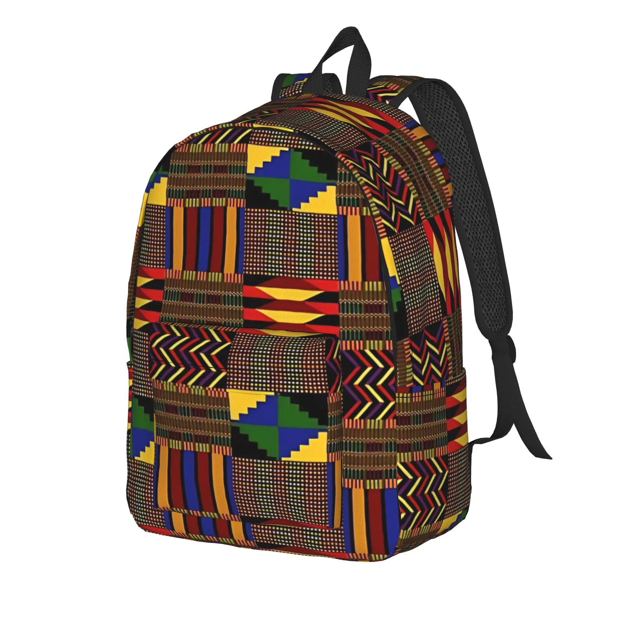 African Pattern Authentic Kente Cloth Backpack  Outdoor Backpacks Student Unisex Custom Breathable School Bags Cute Rucksack