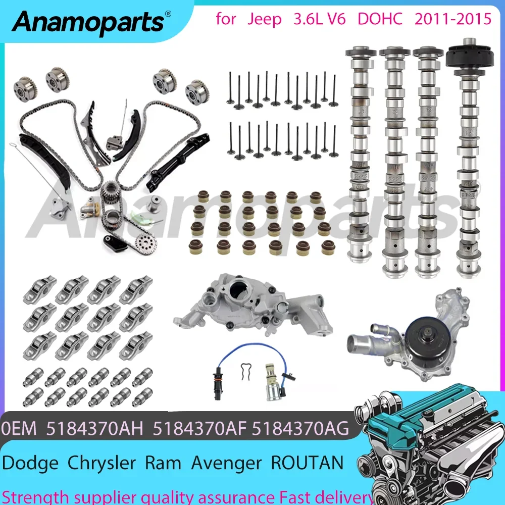 ชุดโซ่จับเวลา Camshaft น้ํา/น้ํามันปั๊ม Overhaul Rebuild ชุดสําหรับ 3.6L 11-15 Dodge Chrysler Avenger Jeep 3.6 V6 DOHC 5184150 เอเอฟ
