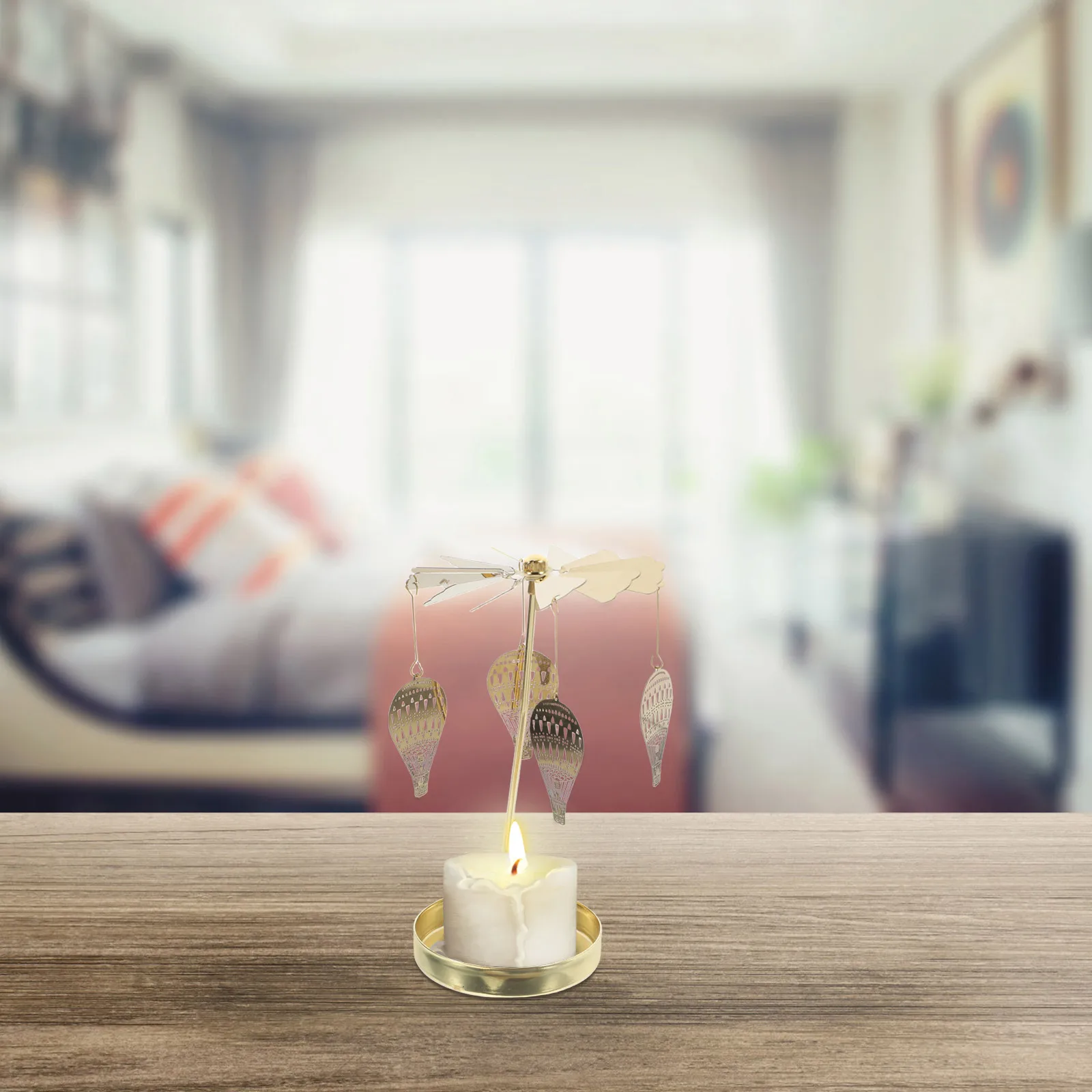 

Rotating Holder Stainless Steel Vintage Tabletop Candlestick For Weddings Home Party Romantic Dinner Spinning Decor