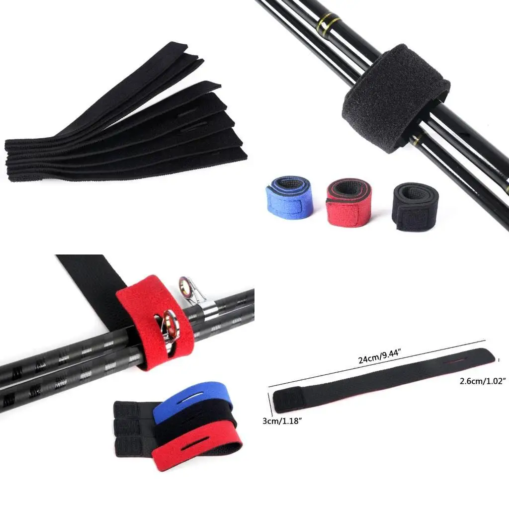 

R6FE 10pcs Fishing Tools Rod Tie Strap Belt Tackle Elastic Wrap Pole Holder Accessories Diving Materials Non-slip Firm