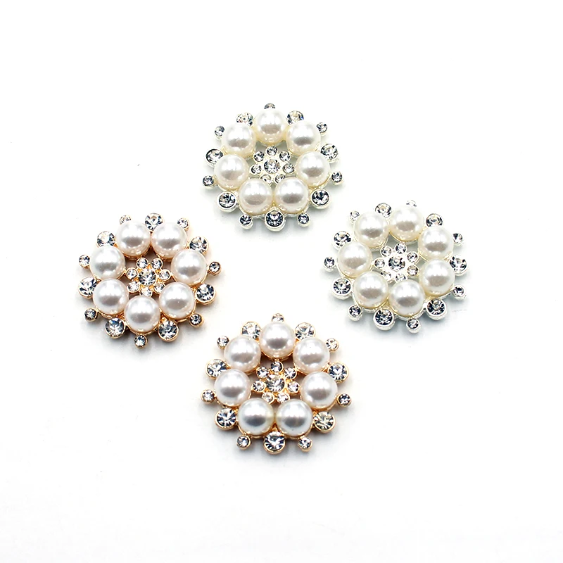 5Pcs metal rhinestone pearl alloy accessories DIY flower center ornaments clothing hair jewelry jewelry decorative accessories