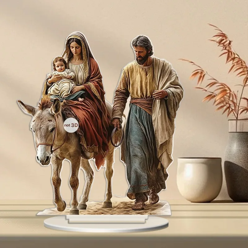 2D Flat, 1pc Desktop Standee, Retro Ancient Figure Journey Scene Acrylic Art Statue, Entrance And Bedroom Windowsill Decoration,