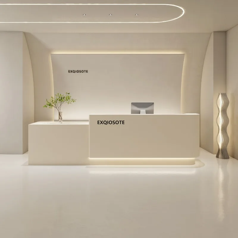 Design Clinic Rezeption, Empfangstheke, Aufbewahrung, lange Business-Empfangstheken, Schönheitssalon, Mostrador, Rezeptionsmöbel