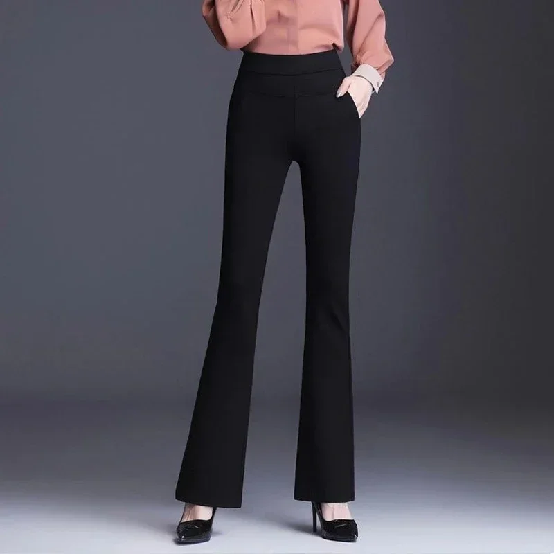 Summer New Thin Micro Flared Trousers Female High Waist Solid Color Hundred Fashion Repair Stretch Casual Pants Simplicity Z191