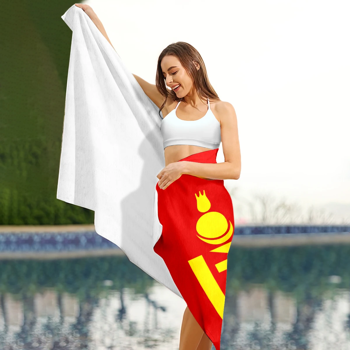 Outer Mongolia Flag Beach Towel Oversized, Super Absorbent Sand Free Thick Microfiber Beach Towel,Beach Towels for Kids