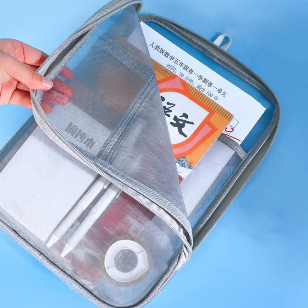 Book Notes Organizer Capacity Mesh Document Bag for Home Office School Transparent File Holder with Student Carrying for Filing