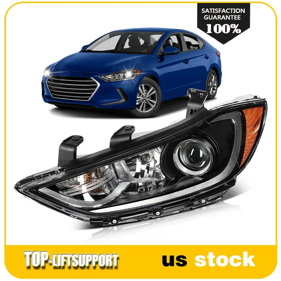 

Fits 2017 2018 Elantra Headlights Assembly Black Left Side Replacement
