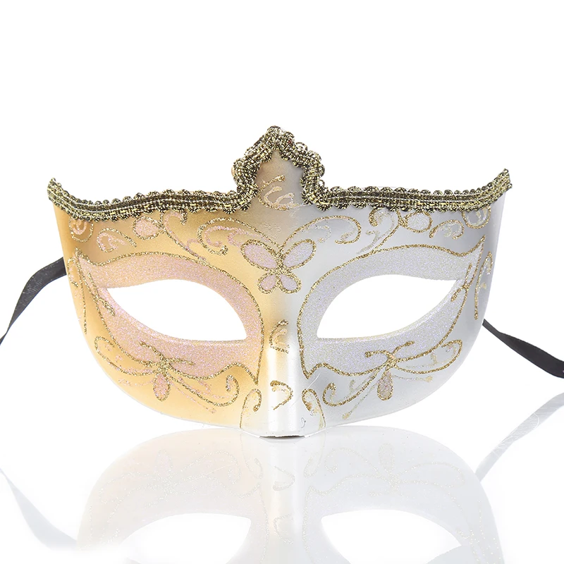 Masque de beauté demi-visage peint créatif, bord en dentelle, masque de jazz, accessoire de fête d'Halloween, cadeau de fête Tim, couronne de Noël