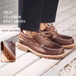 Maden-Chaussures de Travail Rétro en Cuir pour Homme, Basses, Style Britannique, Décontractées, Respirantes, Bateau, Taille 44, Nouvelle Collection 2023