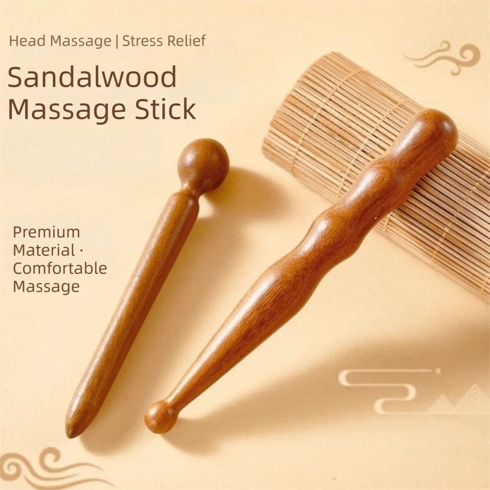 Natural Sandalwood Wood Massage Stick Wooden Deep Tissue Acupoint Massage Tool Acupoint Meridian Body Massage Tool Head Massage