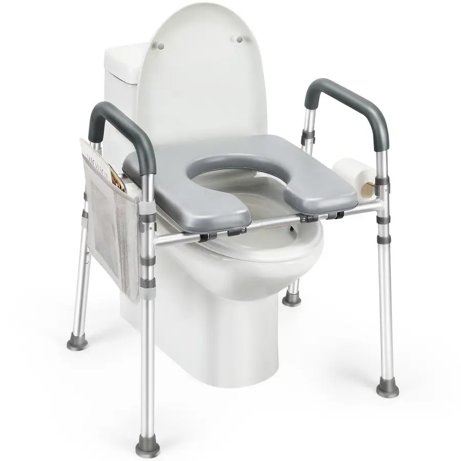 

Toilet Seat with Handles, 500lb Handicap Toilet Seat with Handles Over Toilet, Commode Chair with Adjustable Height amp Width, T