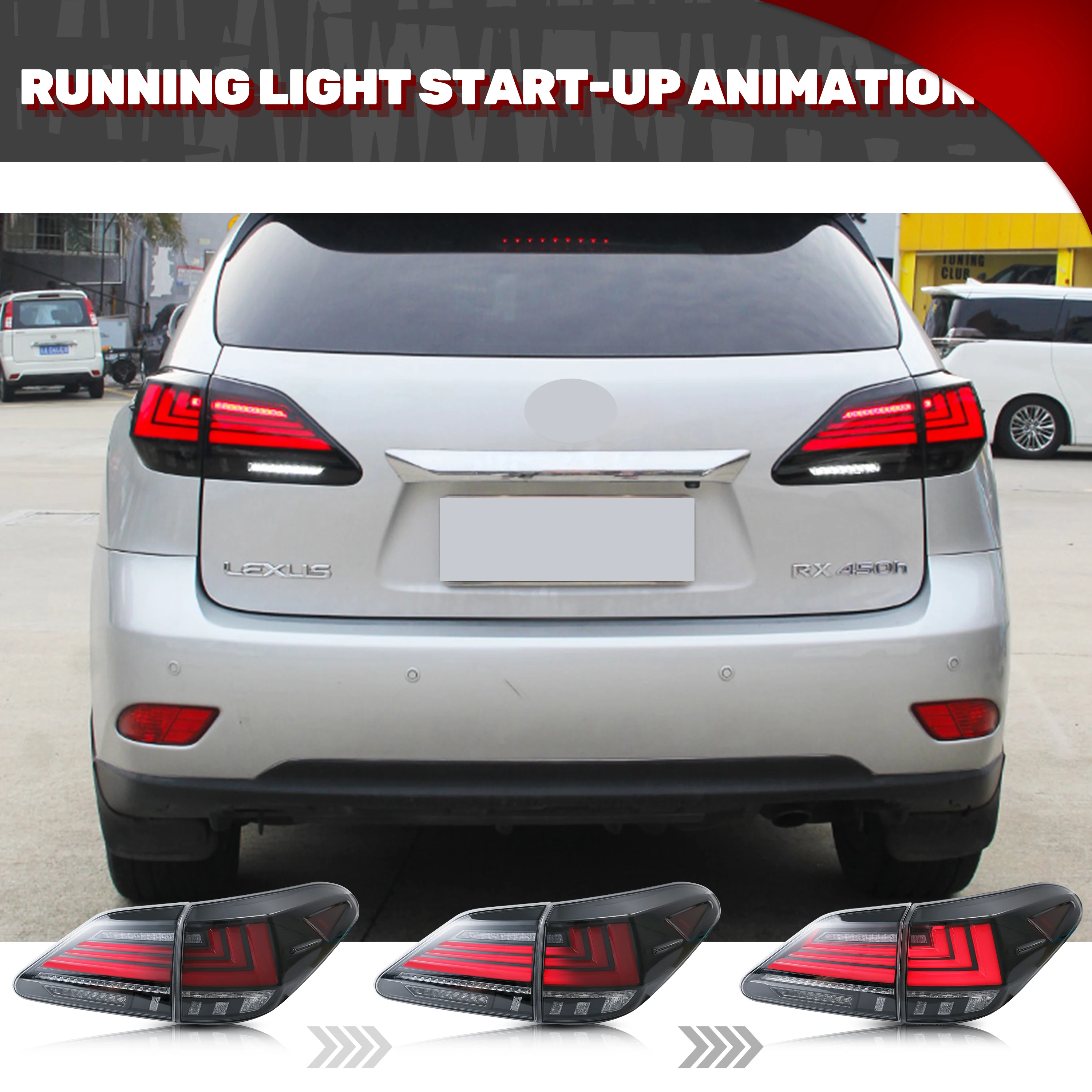 Conjunto de luces traseras LED para Lexus RX350 RX450h 2010-2015 conjunto de luces traseras transparentes de animación dinámica intermitente secuencial