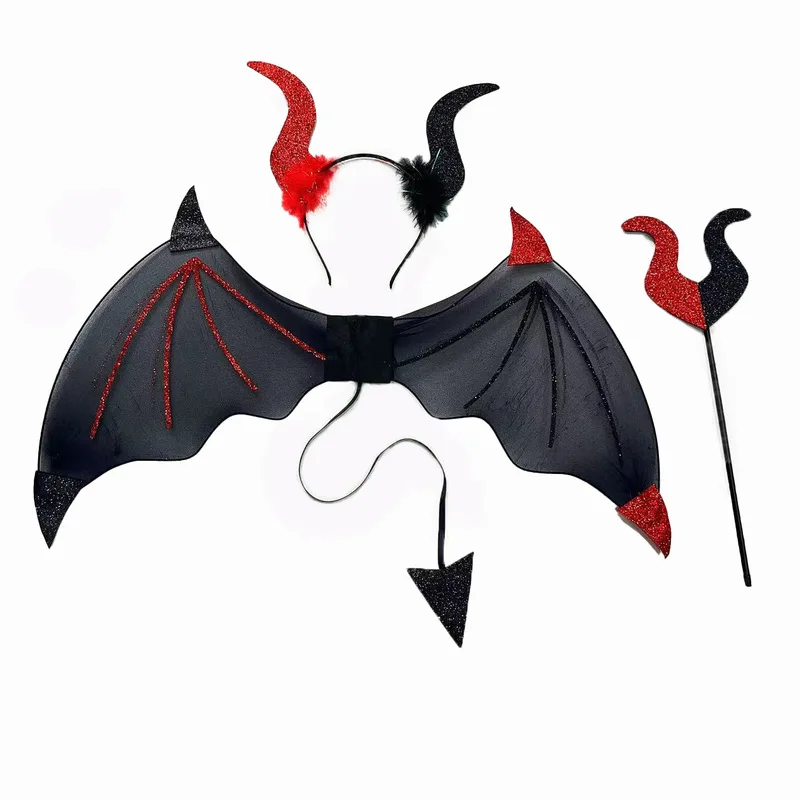 All Saints' Day Cosplay Bat Wings Three-Piece Role Playing Party Stage Performance Dress Friends Gathering Performance Clothes