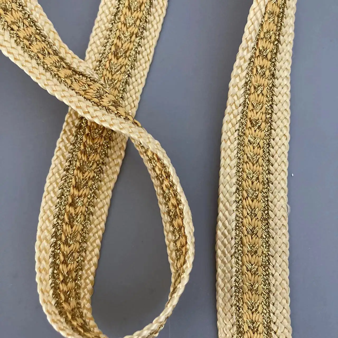 1 Yard Yellow 2.2cm Lace Trim Ribbon Jacquard Gold Ingot With Ethnic Style Arabian Robe Garment Embroidery Fabric Accessories