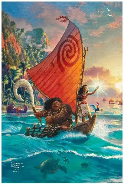 Flagology.com, Thomas Kinkade, Disney, Moana – Garden Flag ;, Outdoor Flag, Exclusive Premium Fabric, Licensed Thomas Kinkade Di