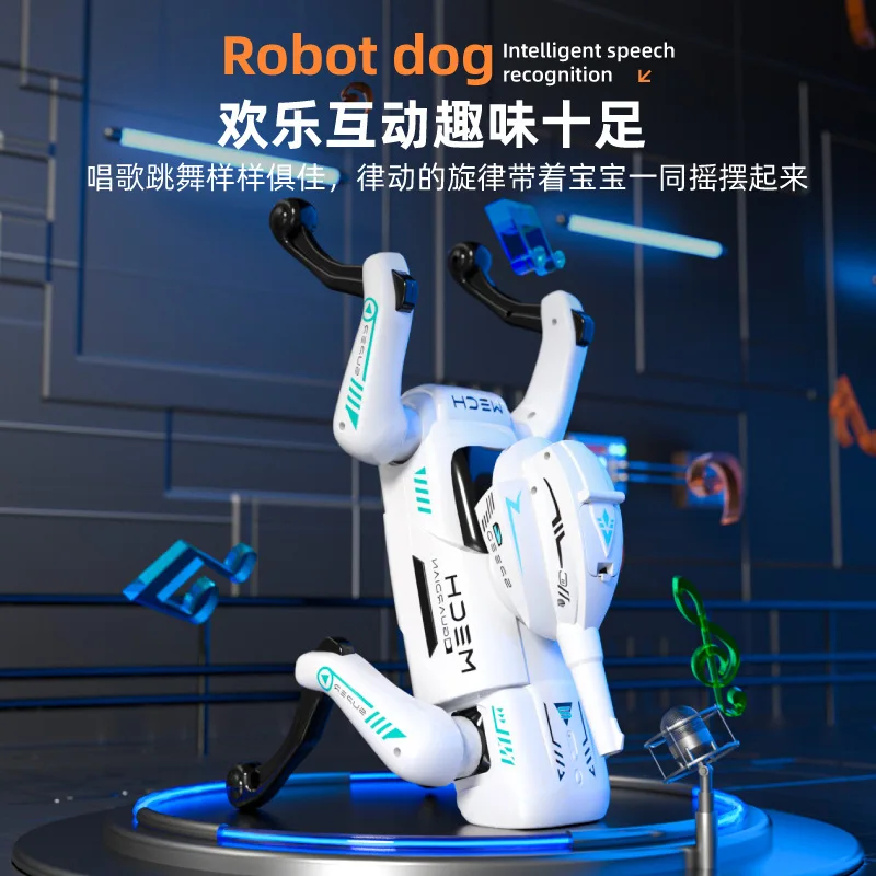Yingjia 18013 Perro robótico inteligente RC, modelo biónico con control de voz, juguete eléctrico interactivo para niños, mudanzas y ladridos realistas