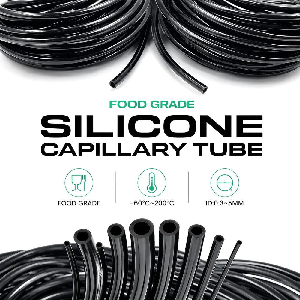 Black food grade high-temperature resistant capillary silicone hose ID0.3-5MM high elasticity/water dispenser guide hose