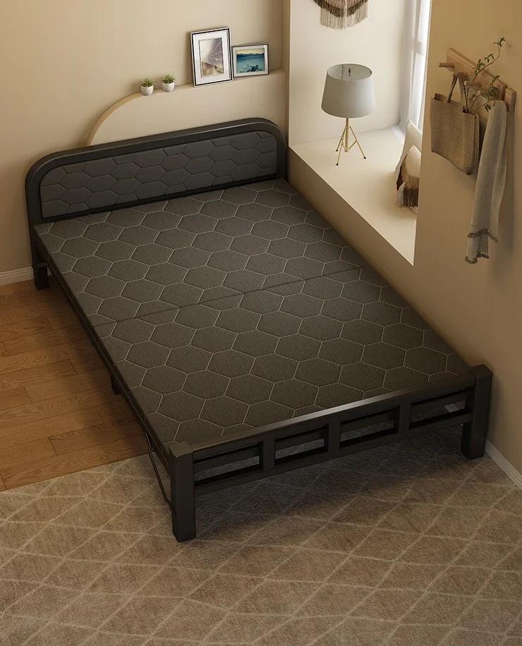 

Folded single home simple adult dormitory lunch break office nap iron bed