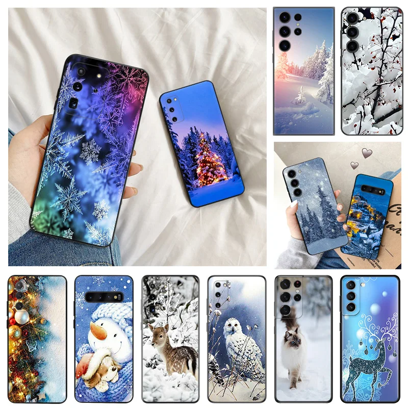 Phone Cases For Samsung S24 Plus Note20 Ultra S23 FE S22 S21 S20 ICE Snowman Deer Galaxy S10 Lite Soft Shell Case Cover