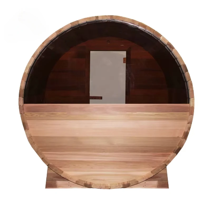 Ewinsun High Quality 4-6 Person Dry Steam Sauna Room Red Cedar Wood Barrel with Stove Heater  for Outdoor Use