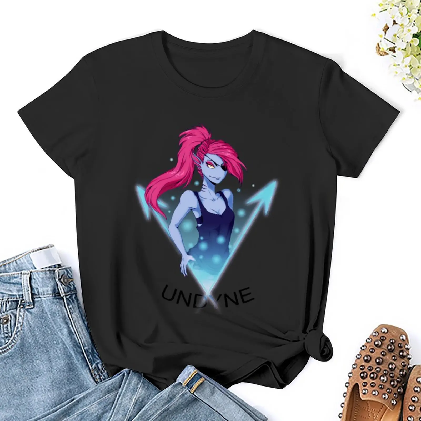 Undyne-Camiseta de manga corta para mujer, tops de verano con estampado animal, camisetas gráficas para niña