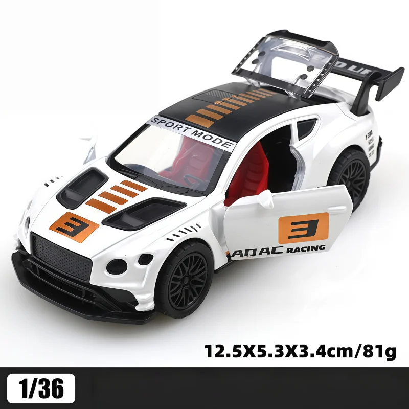 1:36 alloy racing car model, pull-back multi-door sports car, car model toy collection gift