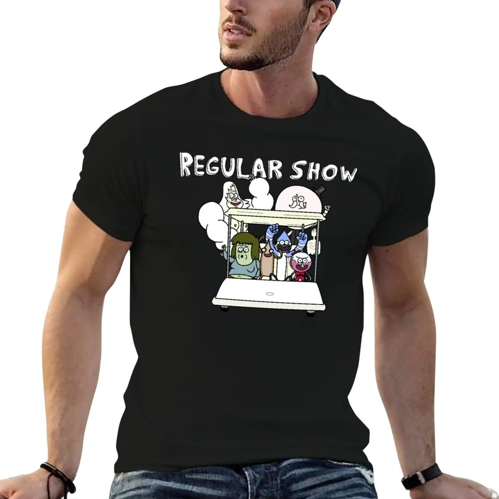 

Mordecai,Rigby,Muscle Show shirt man Regular Man,Pops,Benson,High Characters designer t T-Shirt Five Ghost,Skips Main